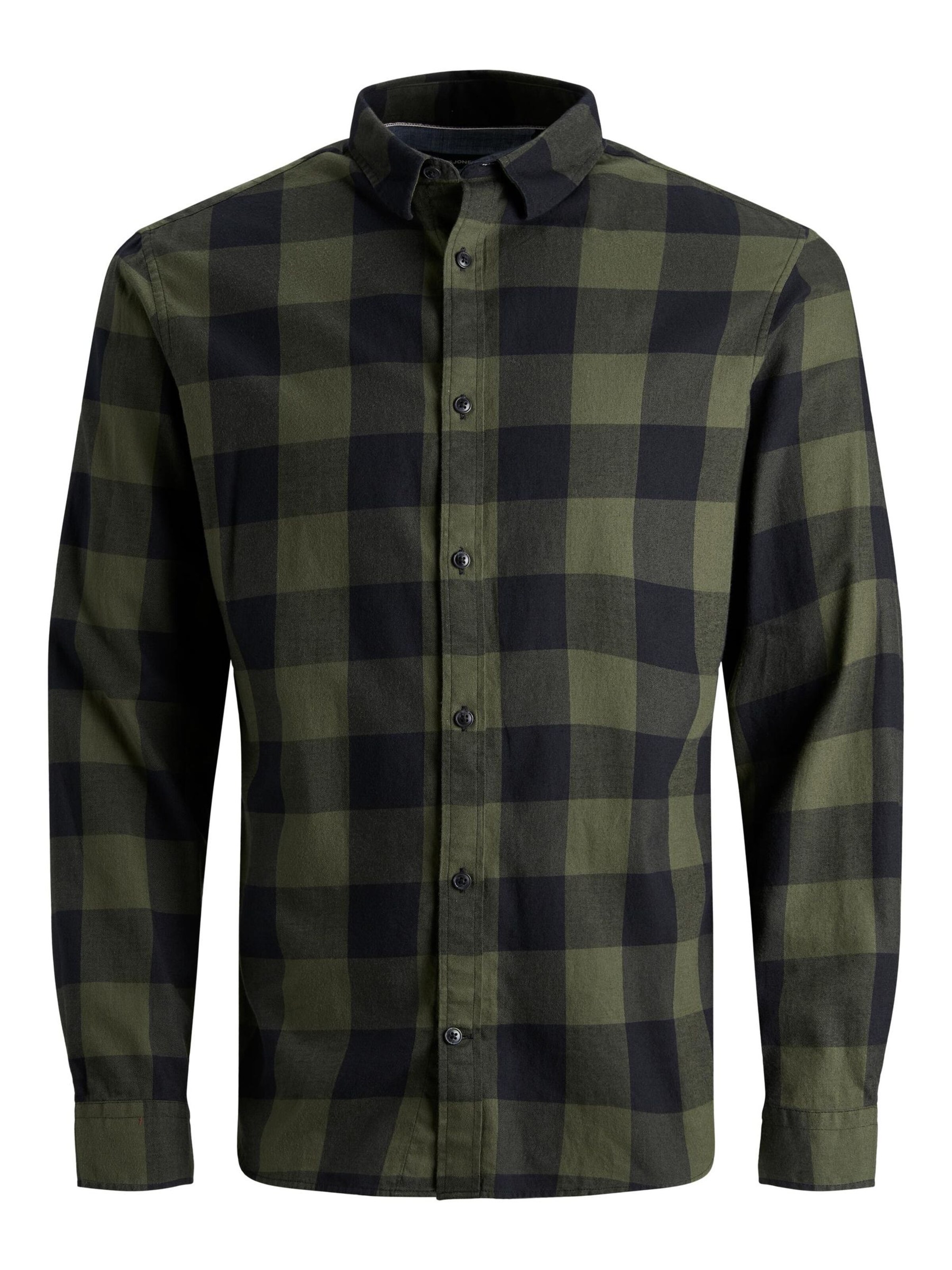 Jacks & Jones Slim fit Button Up Shirt 'JACK&JONES Hemd Slim Fit Business Shirt Weiches Langarm Twill Oberteil aus Baumwolle JJEGINGHAM' in Green: front