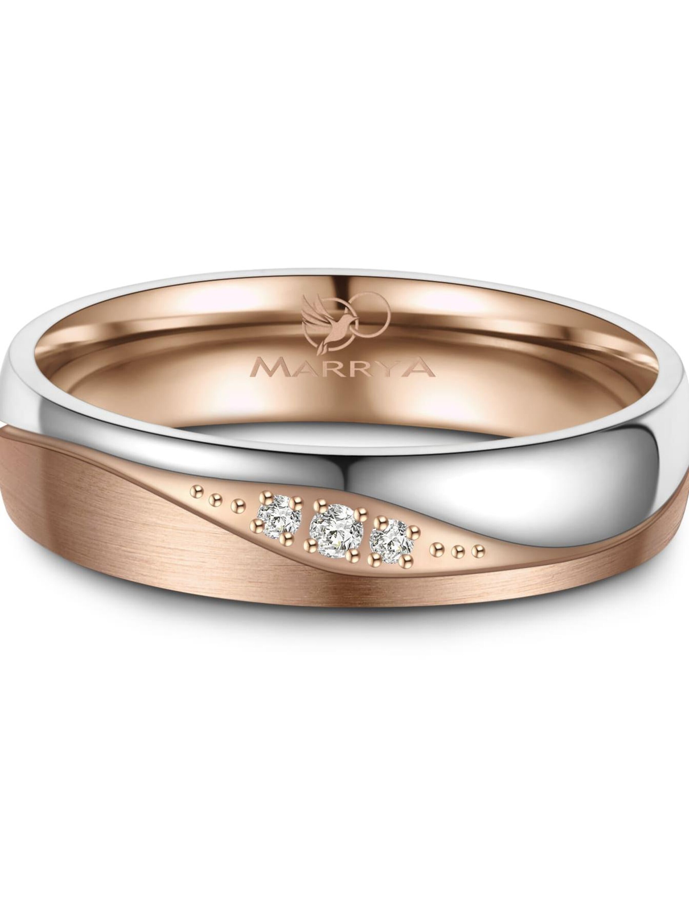 MARRYA Ring 'MARRYA ES-35 Ehering aus Edelstahl - Silberfarben & Rosé' in Gold
