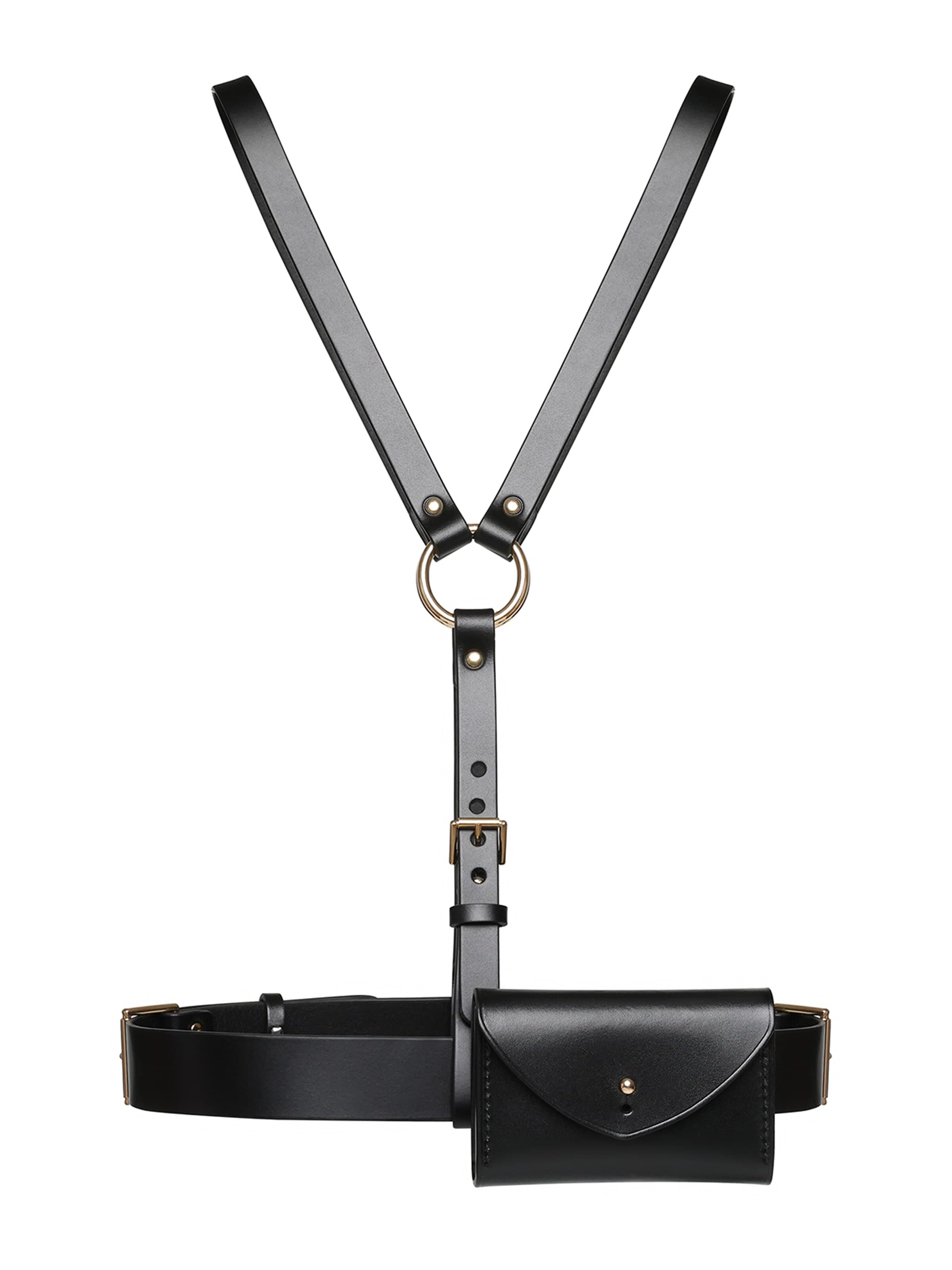 Haute Cuir Belt 'Prestige Harness Bag' in Black: front