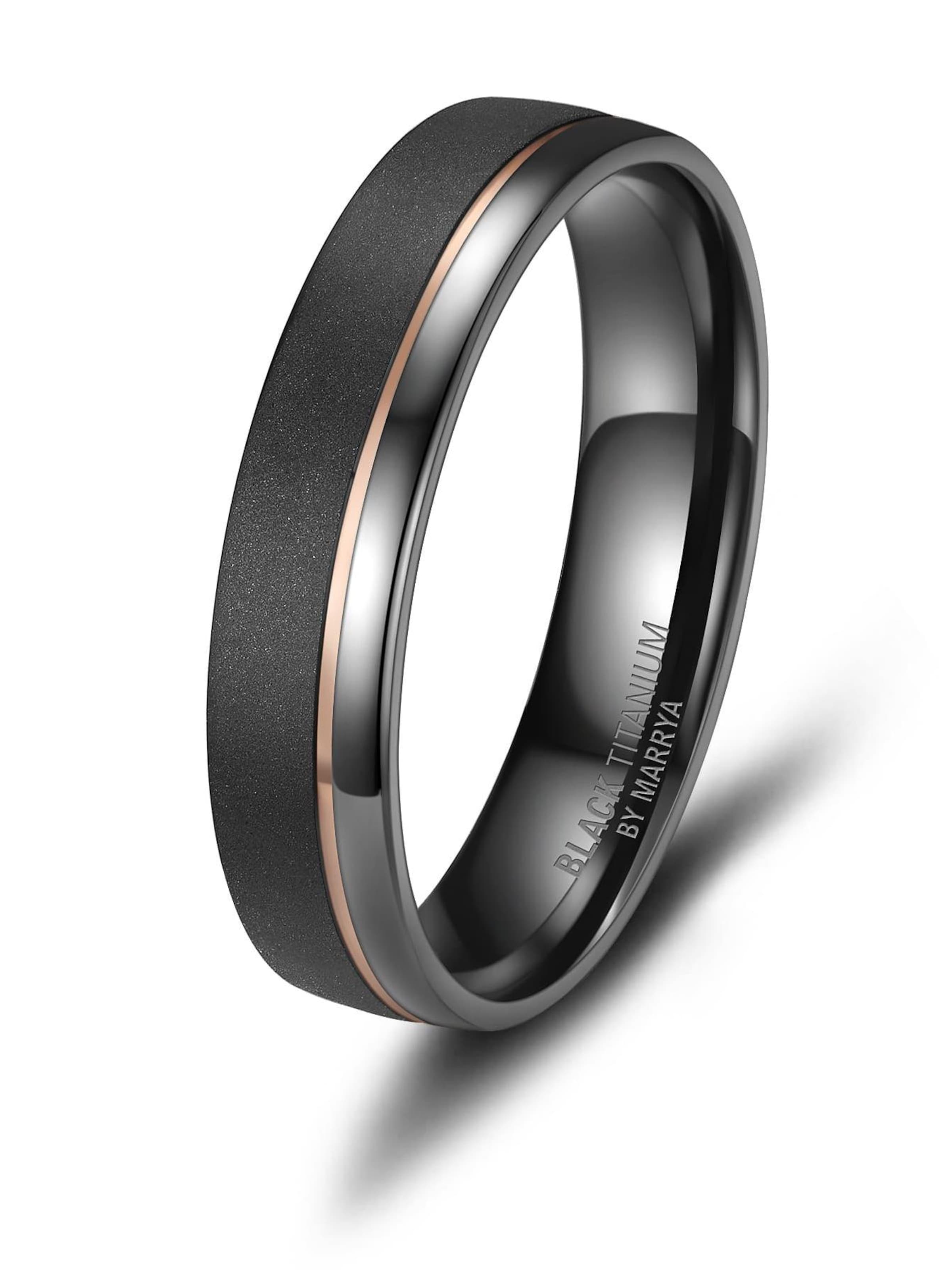 MARRYA Ring 'MARRYA Ehering BT-04 aus Black Titanium – Schwarz Rosé' in Grey: front