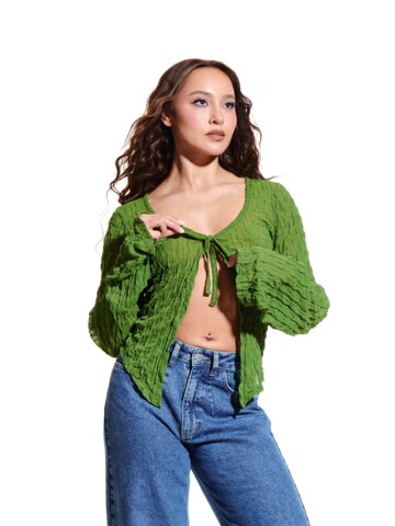 sry dad. co-created by ABOUT YOU Blouse 'Caro' in Green: front