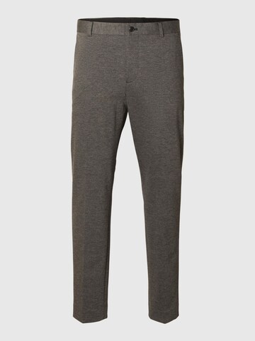 SELECTED Slimfit Bandplooibroek in Bruin