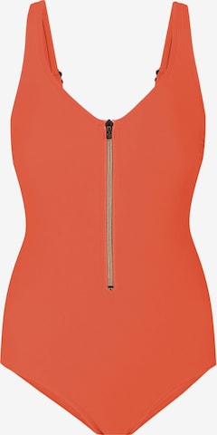 Marc & André Push-up Swimsuit 'Zipper' in Orange: front