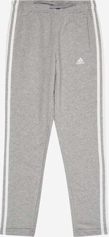 ADIDAS SPORTSWEAR Tapered Workout Pants 'Essentials 3-Stripes' in Grey: front