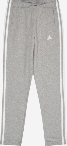 ADIDAS SPORTSWEAR Tapered Workout Pants 'Essentials 3-Stripes' in Grey: front