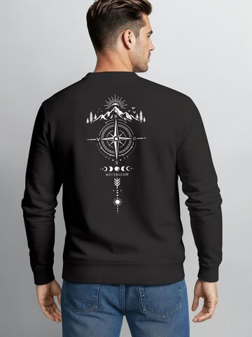 Neverless Sweatshirt 'Berg Kompass'‌‌‌‌‌ in Schwarz