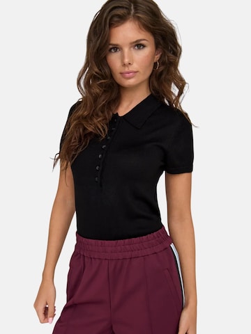 ONLY Shirt 'ONLY ONLCATHERINE SS POLO NECK EX KNT POLO' in Black