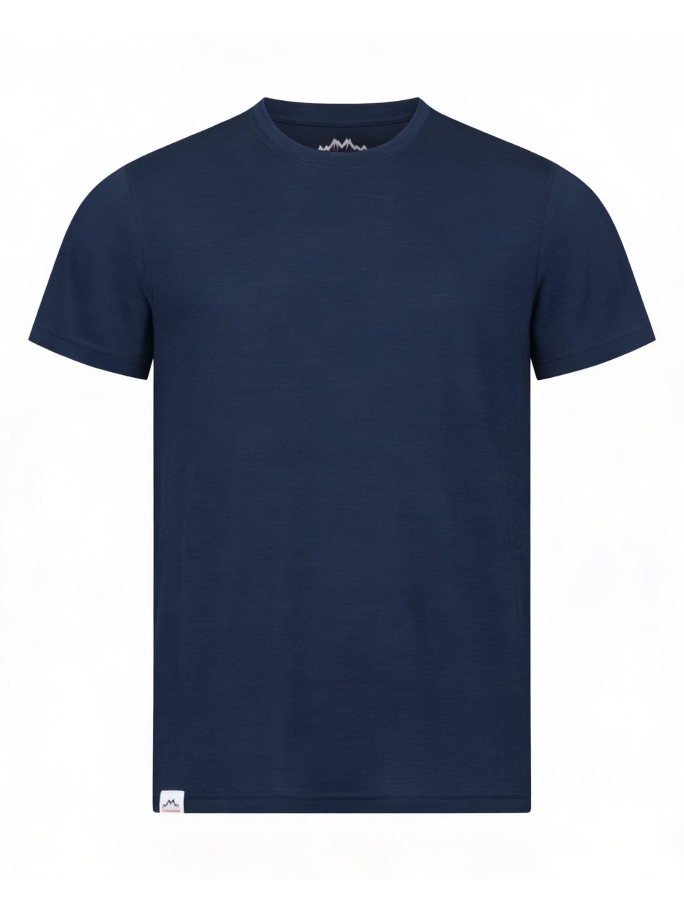 Alpenwert Shirt 'T-Shirt Herren Merino' in Blue: front