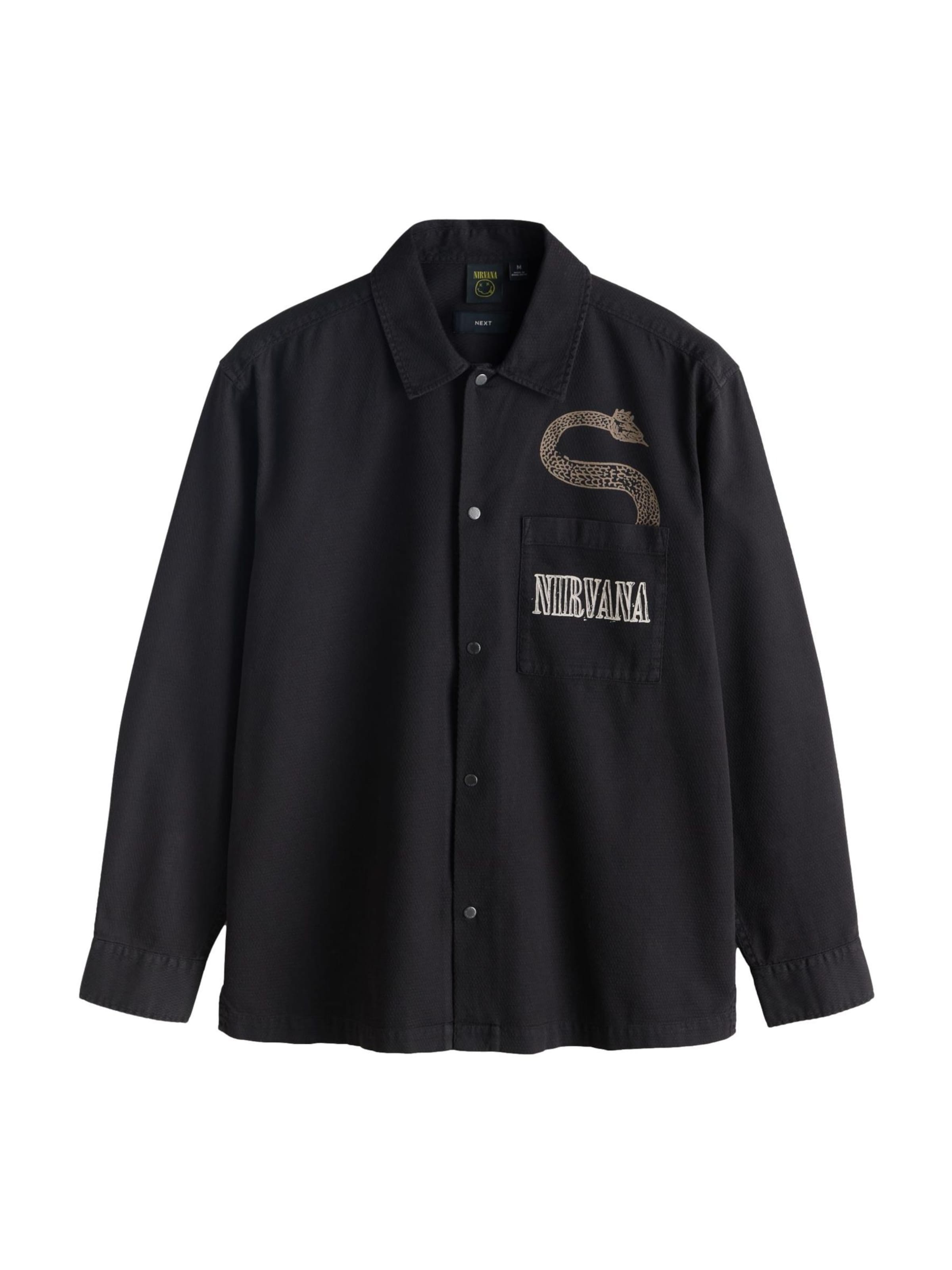 NextRegular Fit Košulja 'Nirvana' - crna boja: prednji dio