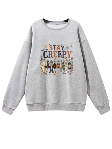 GORHEY Sweater 'Women's Crew Neck Sweatshirt with Halloween Ghosts Print, Loose Long Sleeve Fleece Pullover' in Grey