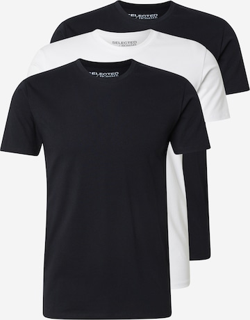T-Shirt 'SLHROLAND' SELECTED en noir : devant