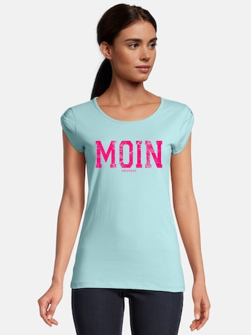 salzhaut Shirt 'BIIKE - Moin' in Blau: Vorderseite