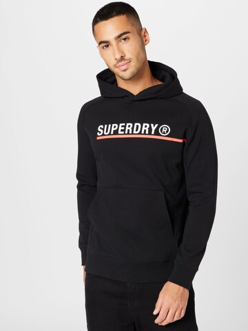 SuperdrySweater majica - crna boja: prednji dio