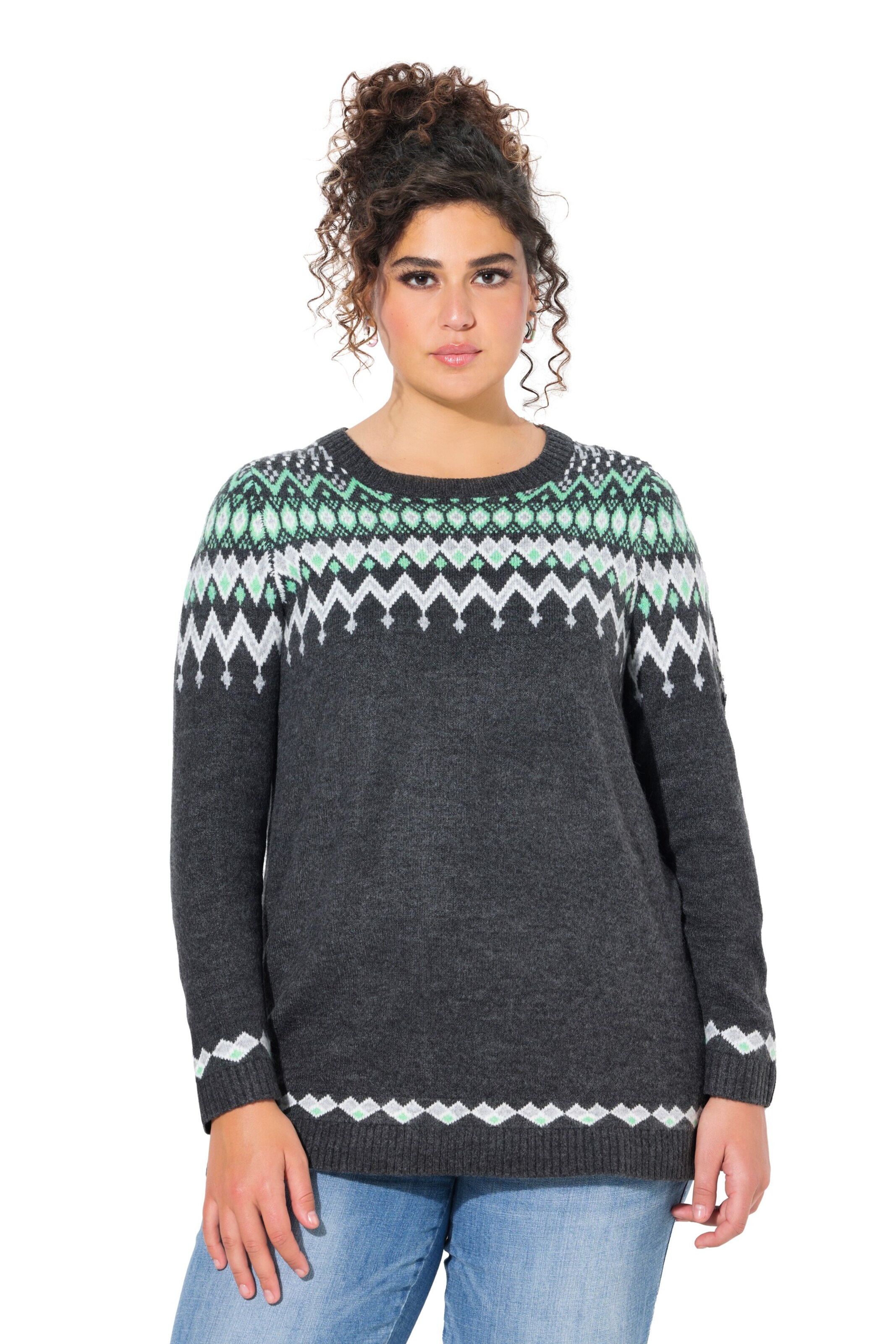 Ulla Popken Sveter - Sivá: predná strana