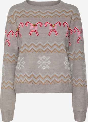 VERO MODA Sweter 'CANDY CANE' w kolorze szary: przód