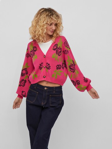 VILA Knit Cardigan 'Zassi' in Pink: front