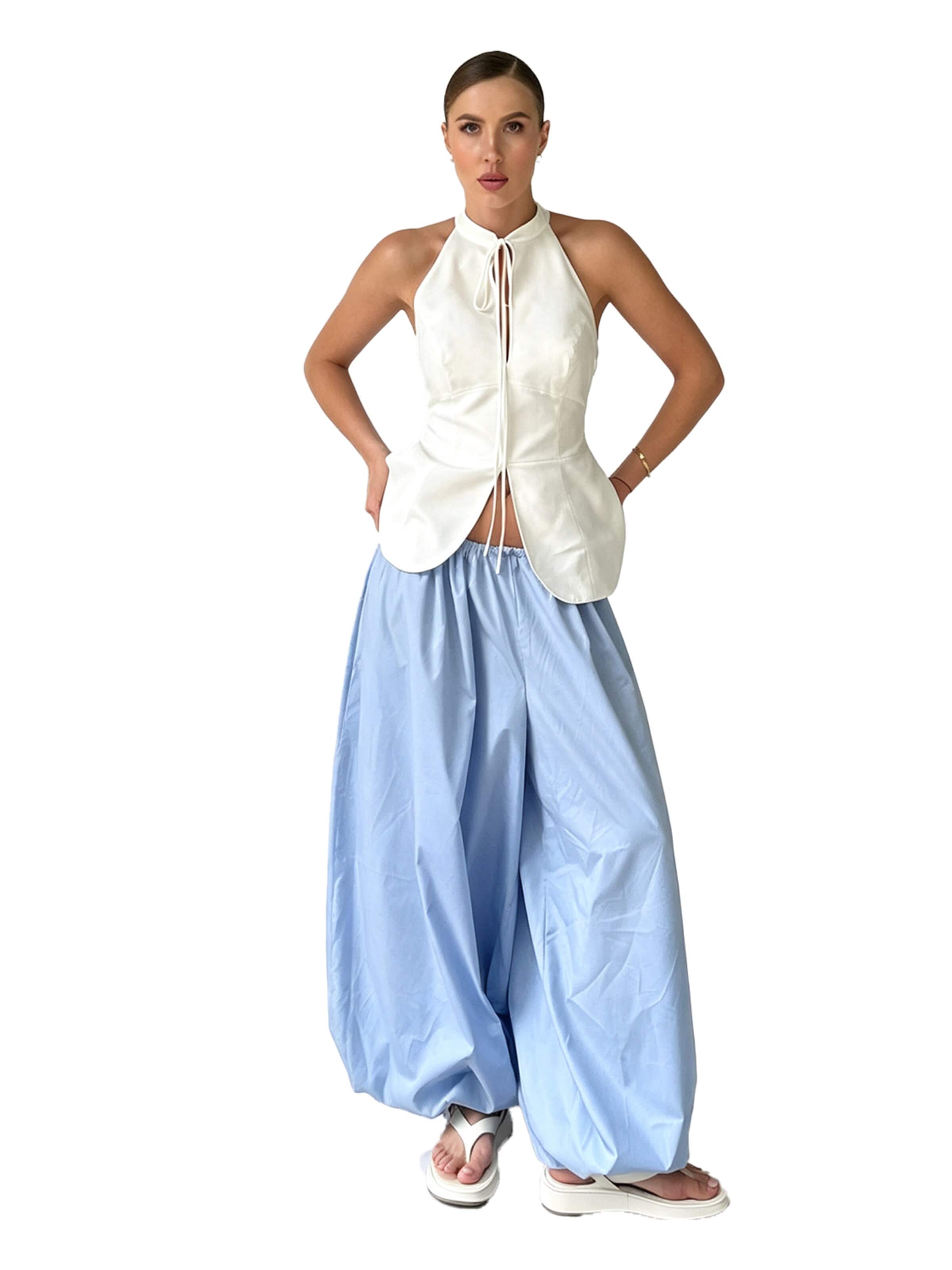 KoJooin Szeroka nogawka Spodnie 'Damen Baumwollweite Lässige Culotte Hose – Modische, lockere Laternenhose für entspannte Looks' w kolorze niebieski