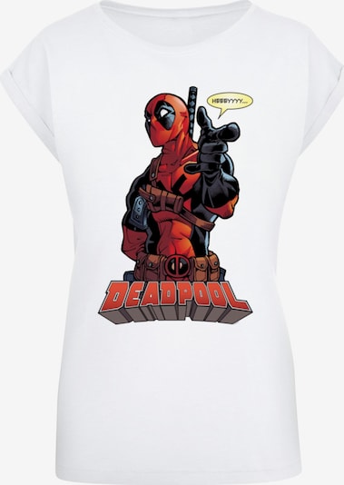 ABSOLUTE CULT T-shirt 'Deadpool - Hey You' en rouge feu / rouge foncé / noir / blanc, Vue avec produit