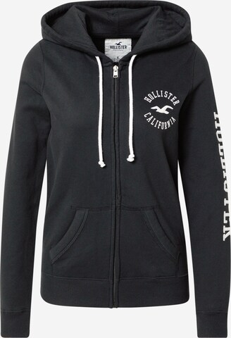 HOLLISTER - Sudadera con cremallera en negro: frente