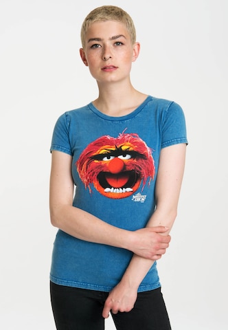 LOGOSHIRT Shirt 'Das Tier' in Blue: front