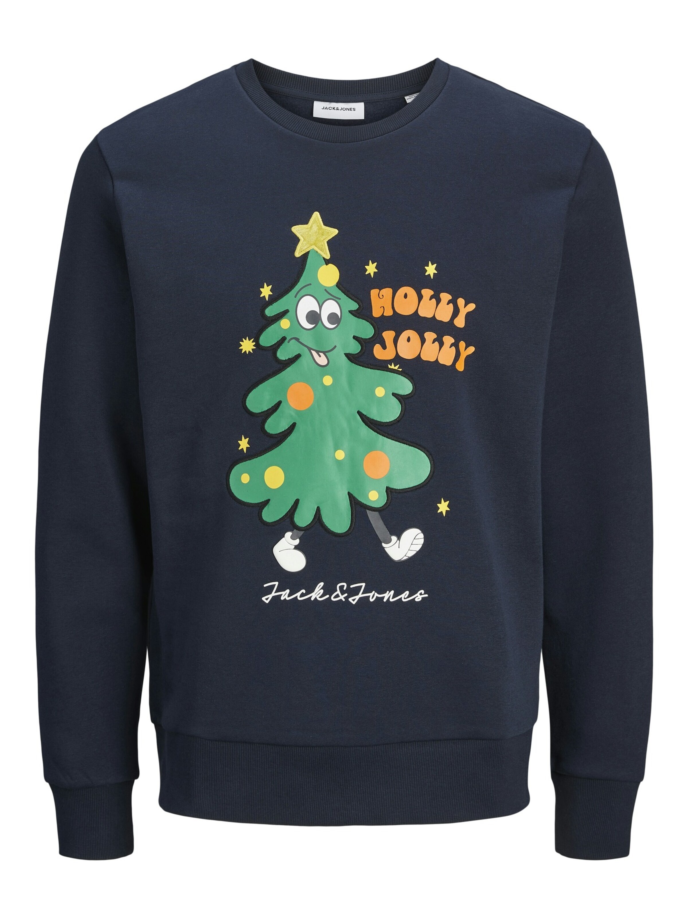 Sweat-shirt 'JJXMAS JOLLY' JACK & JONES en bleu : devant