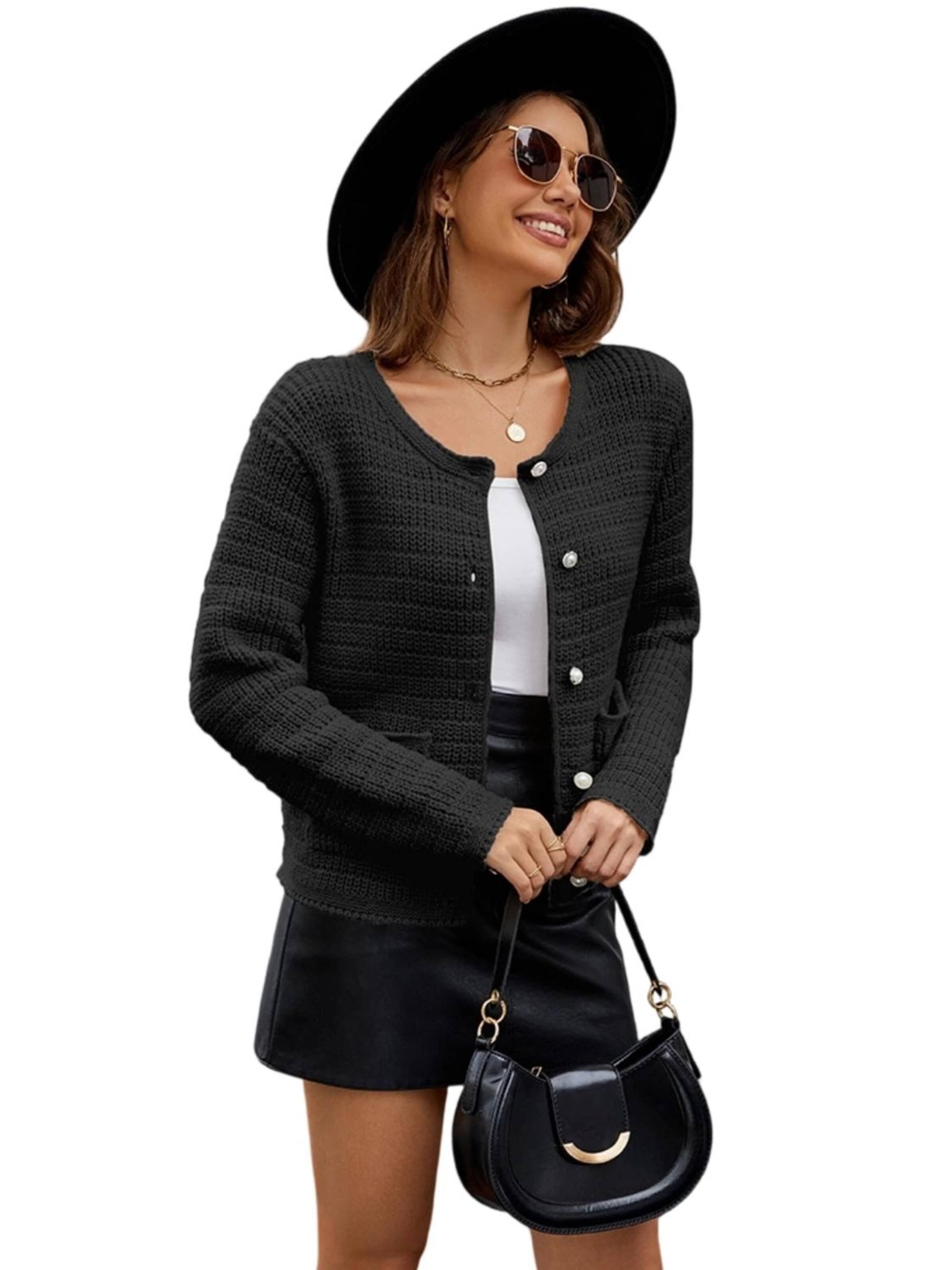 Yesfashion Strickjacke‌ in Schwarz: Vorderseite