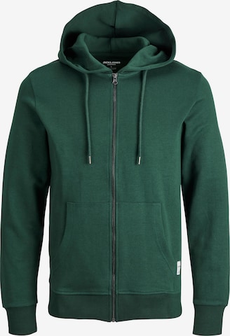 JACK & JONES Zip-Up Hoodie in Green: front