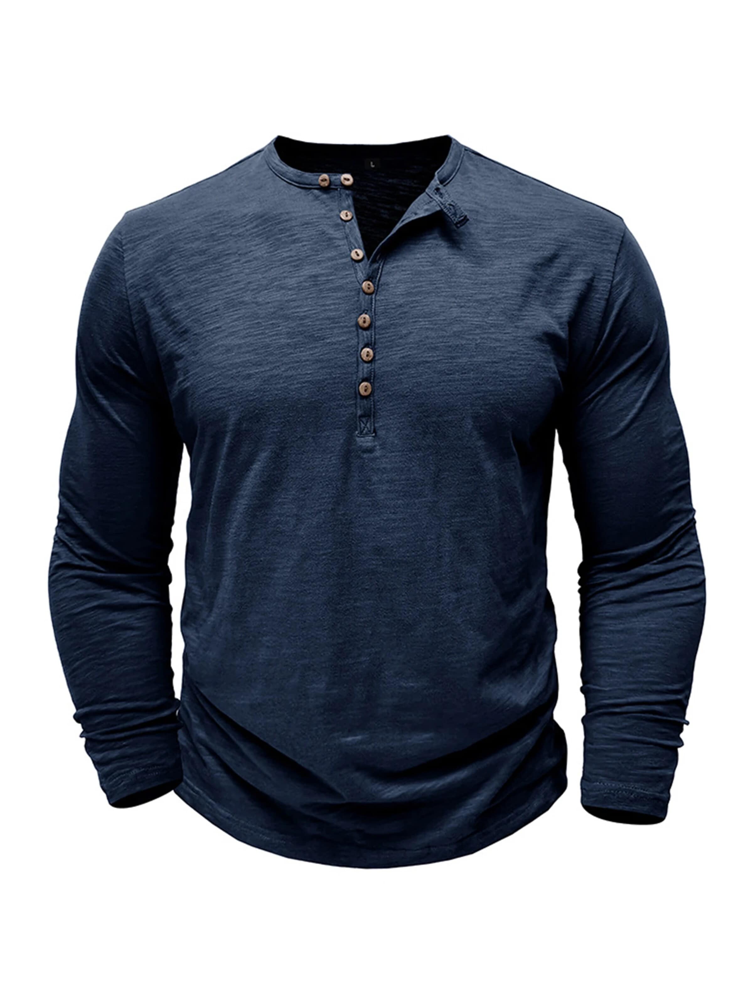 KoJooin Shirt 'Herren Henley-Shirts, Langarm-T-Shirts, lässige, leichte Mode, Pullover-Shirt mit Knöpfen' in XXL/Regular in Royal blue, Item view