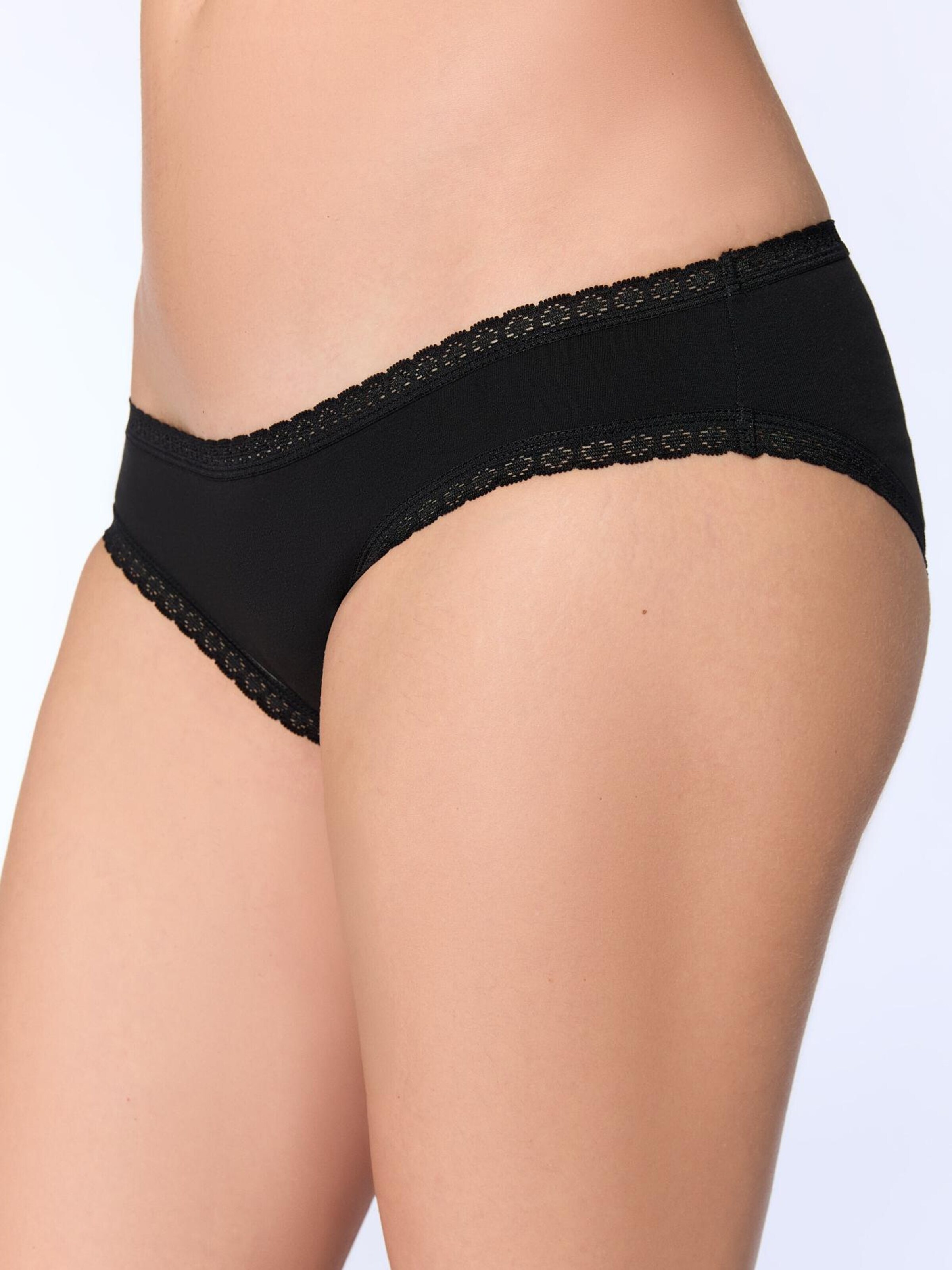 Albero Natur Panty 'Bio-Baumwoll-Slip mit Spitze – 4er Pack' in Black