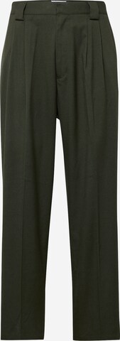 TOPMAN Wide leg Pleat-Front Pants in Green: front