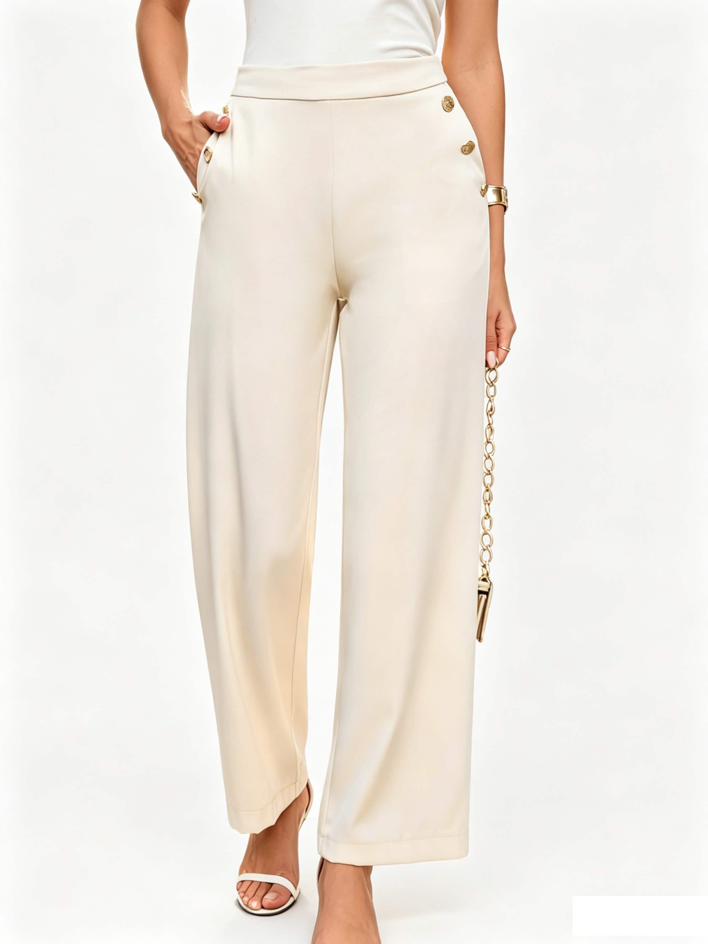 KoJooin Wide Leg Hose 'Weit geschnittene Anzughose für Damen, hochtaillierte Arbeitshose, Business-Casual-Hose mit Knöpfen'‌‌‌‌ in Orange