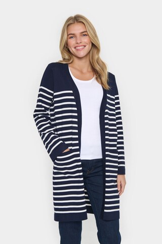 SAINT TROPEZ Gebreid vest 'GrilaSZ' in Blauw: voorkant
