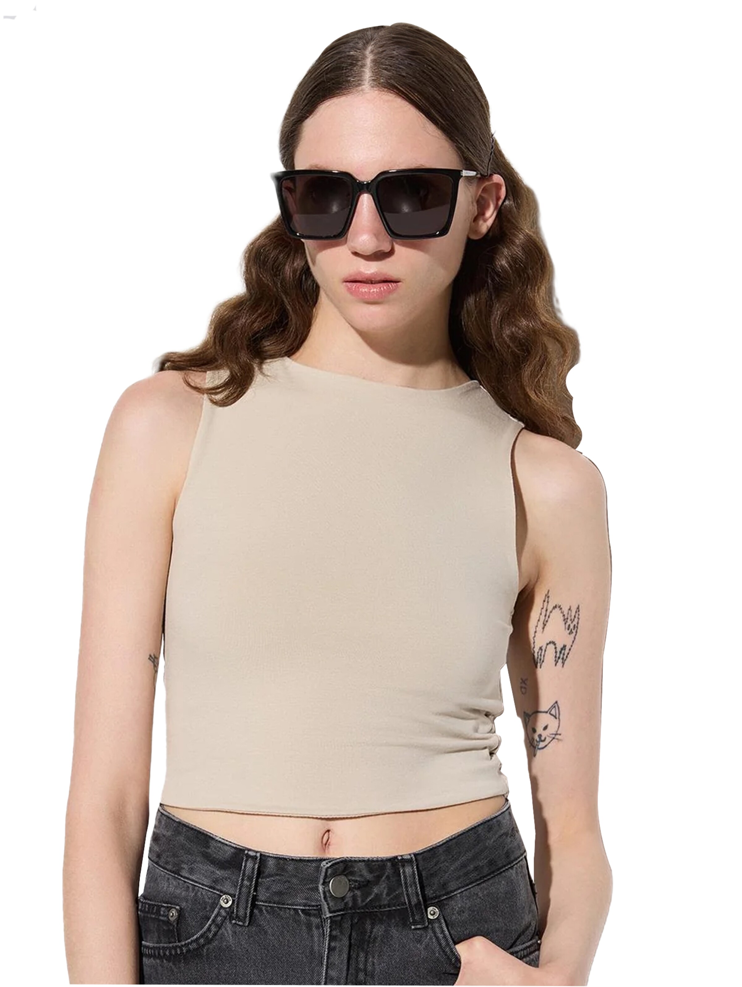 No Matter What Sporttop in Beige: Vorderseite