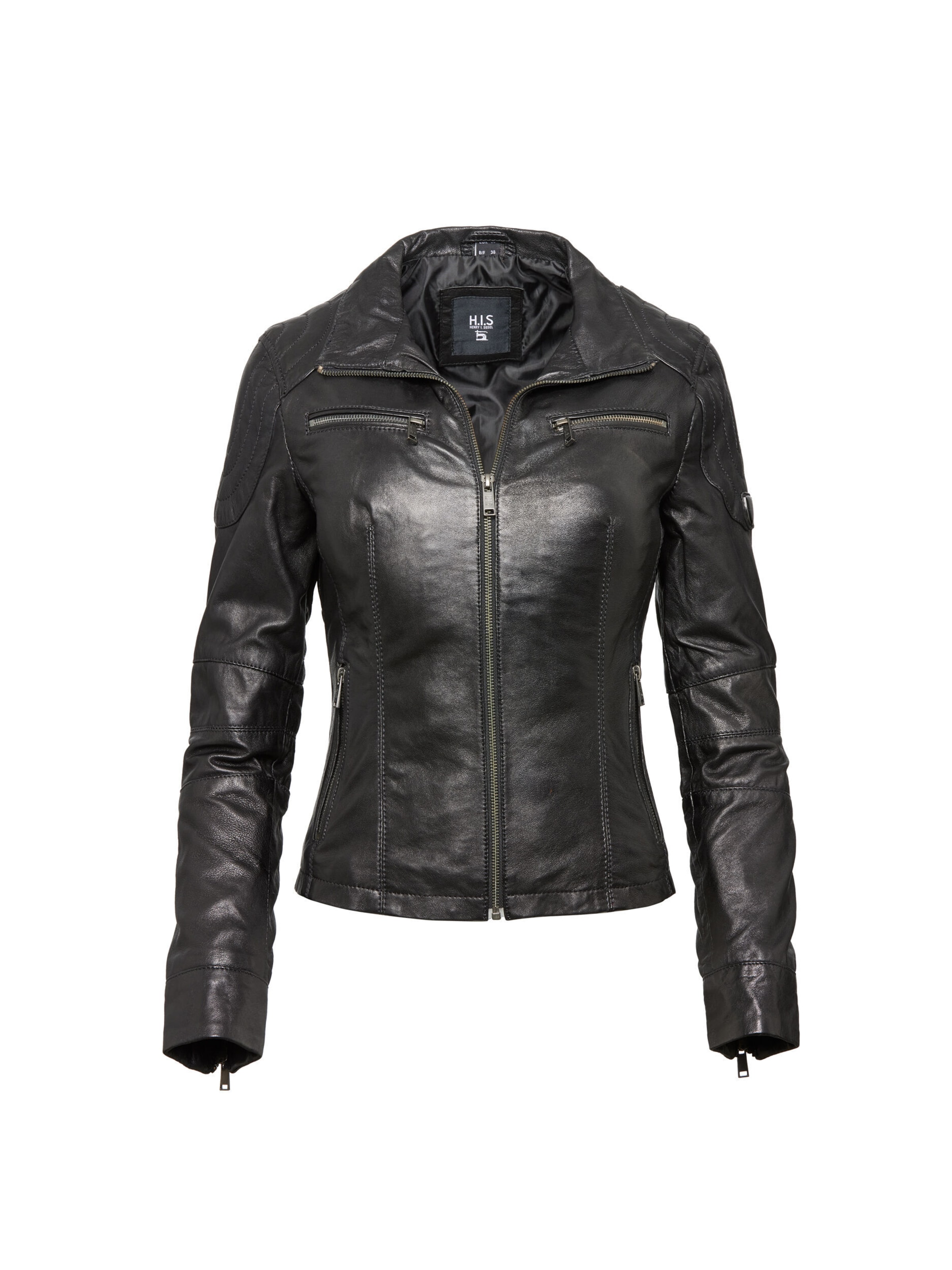 H.I.S Lederjacke in Schwarz: Vorderseite