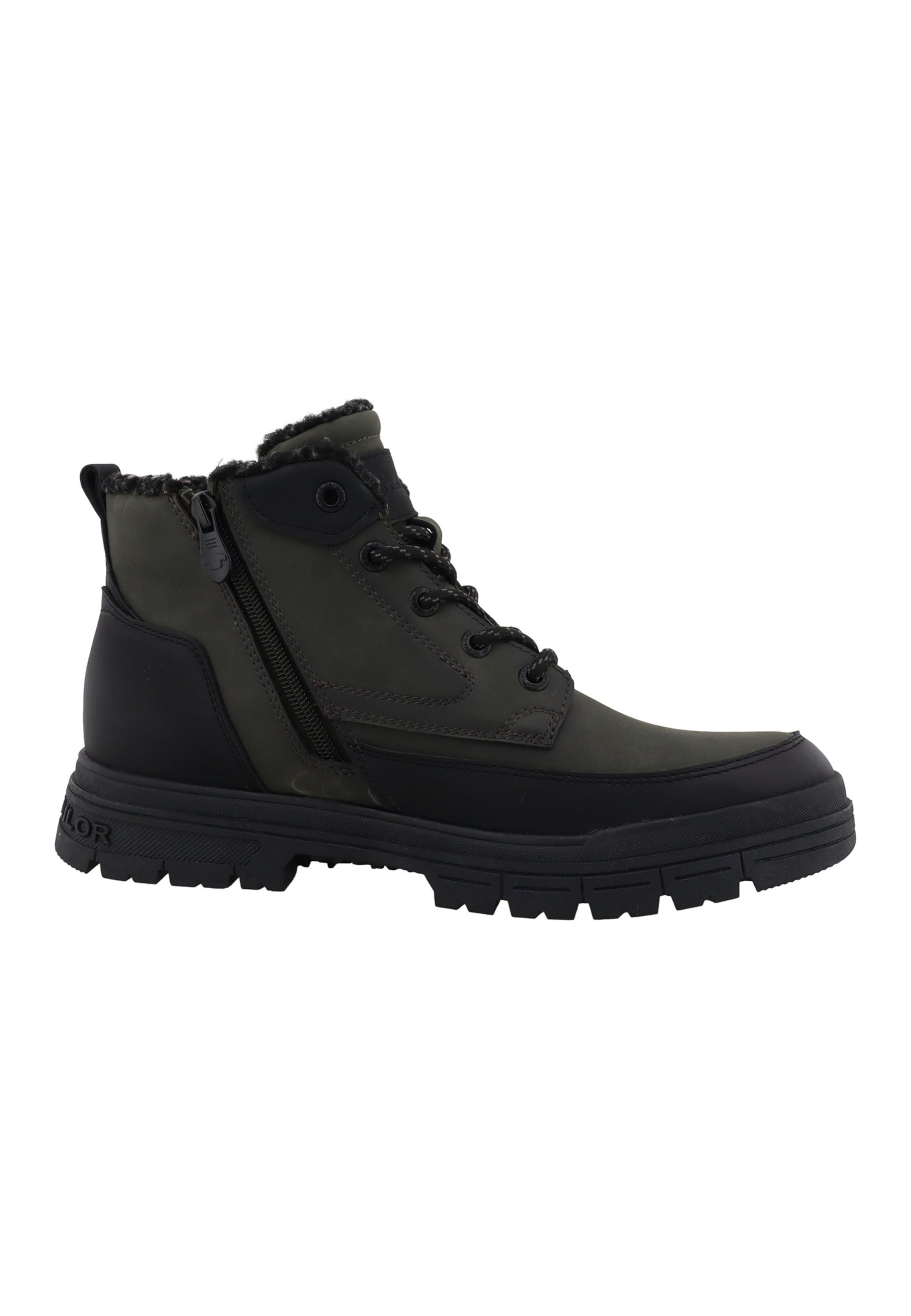 TOM TAILOR Lace-Up Boots in Green: front