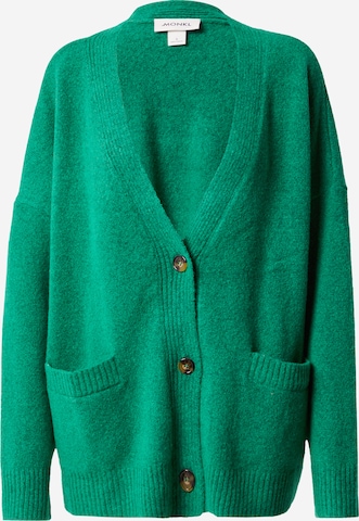 Monki Knit Cardigan in Green: front