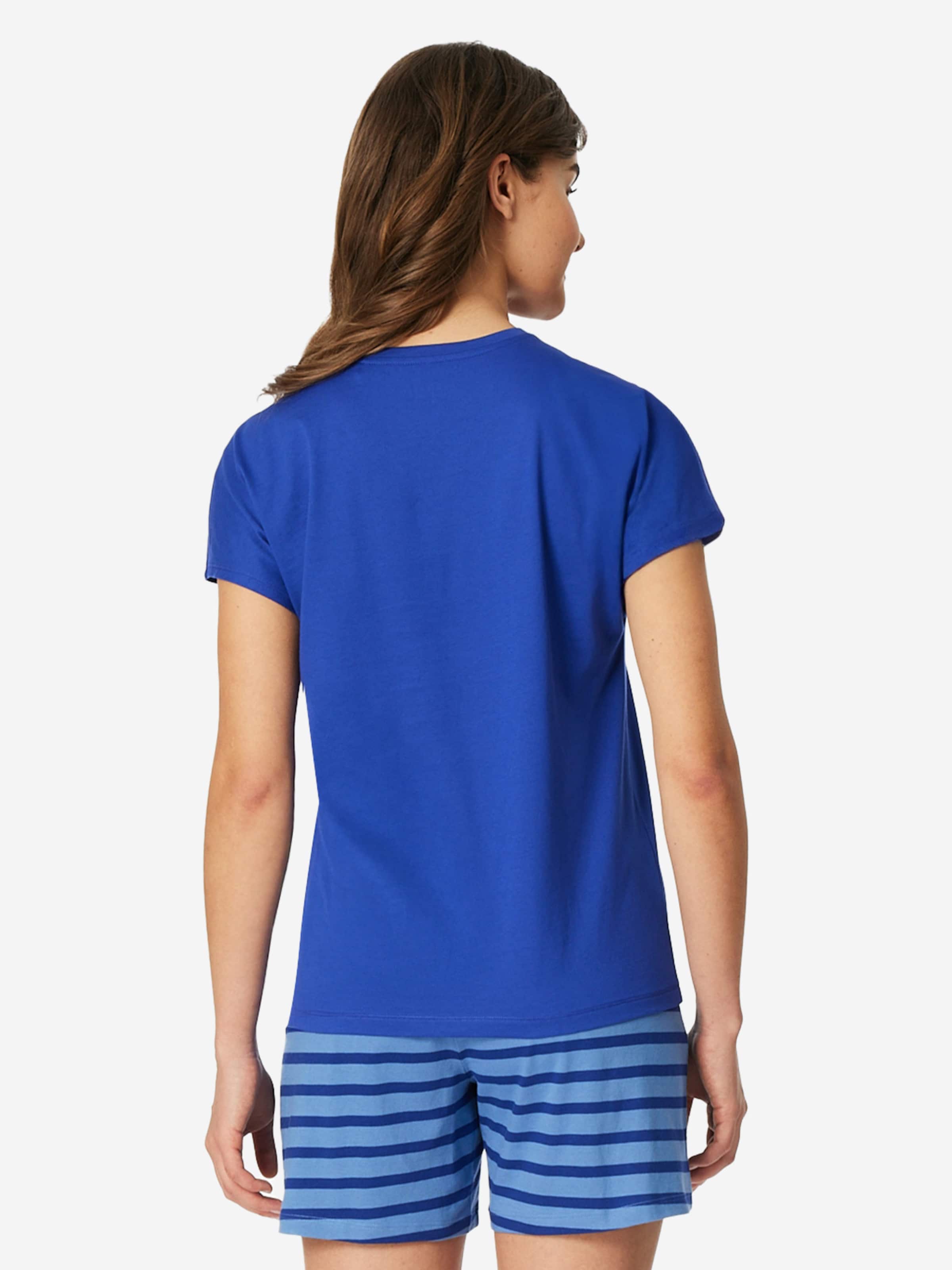 SCHIESSER - Pijama de pantalón corto 'Casual Essentials' en azul