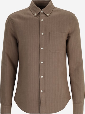 Club Monaco Slim fit Button Up Shirt in Beige: front