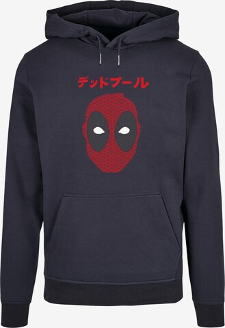ABSOLUTE CULT Sweatshirt 'Deadpool - Japanese Seigaiha Head' in Blue: front