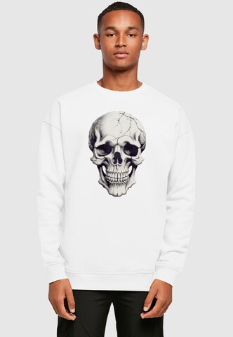 Merchcode Sweatshirt 'Halloween - Skull' in Weiß: Vorderseite