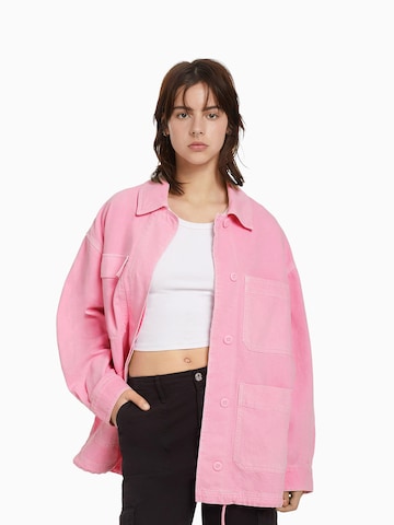 Bershka Přechodná bunda – pink: přední strana