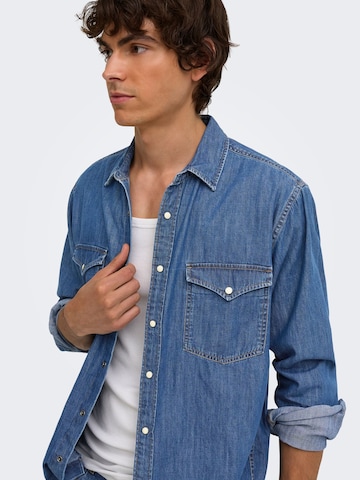 Only & Sons - Ajuste regular Camisa 'ONSRAY' en azul
