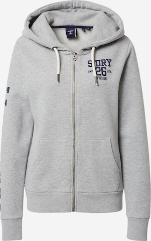 Veste de survêtement Superdry en gris : devant