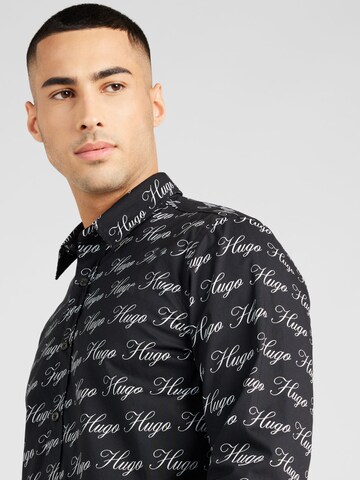 HUGO - Regular Fit Camisa 'Emero' em preto