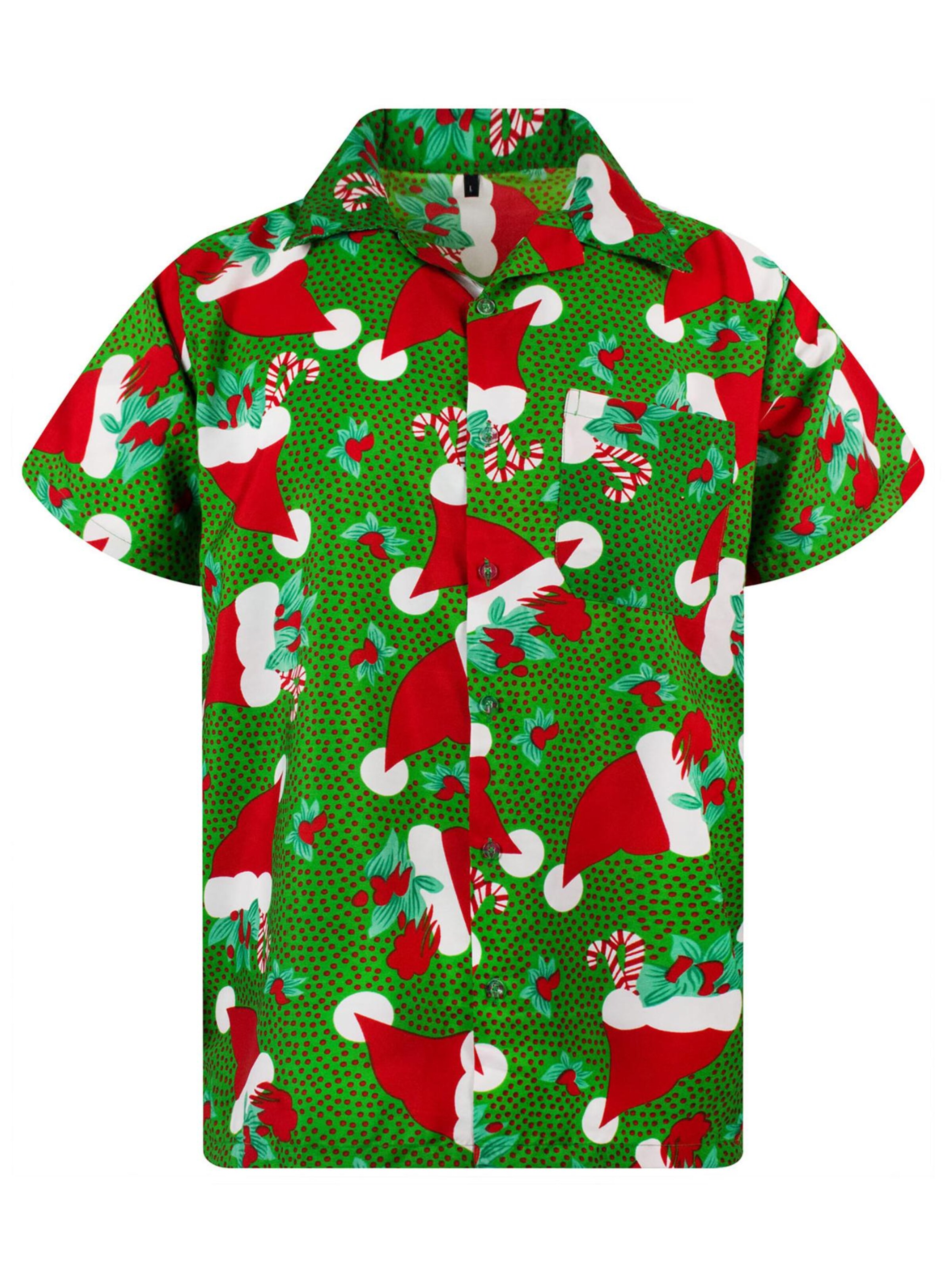 King Kameha Regular Fit Hemd 'Christmas Hats'‌‌‌‌‌‌ in Grün: Vorderseite