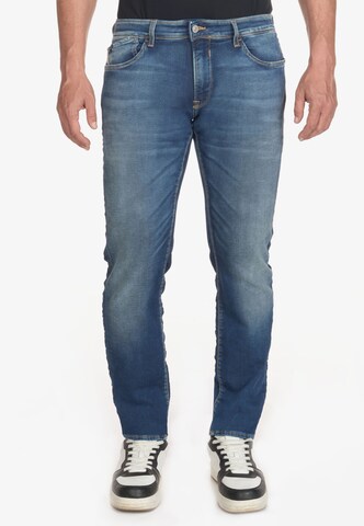 Le Temps Des Cerises Slimfit Jeans in Blauw: voorkant