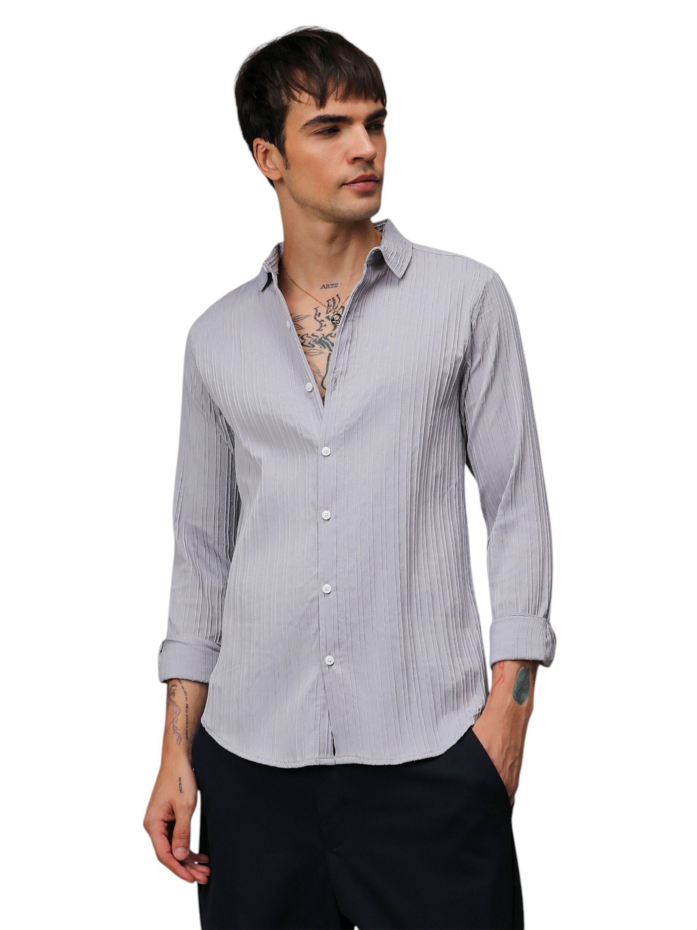 Comfort Fit Cămașă 'Suzie' de la Campus Sutra pe gri: față