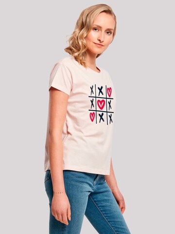F4NT4STIC T-Shirt 'Valentinstag Herz Tic Tac Toe' in Pink