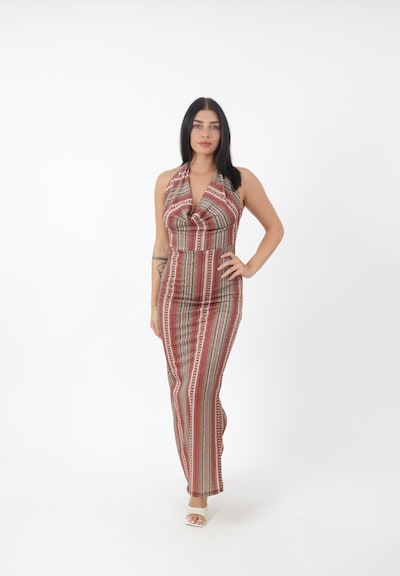 Elara Kleid in 40-42 in rostbraun / schwarz / weiß, Produktansicht