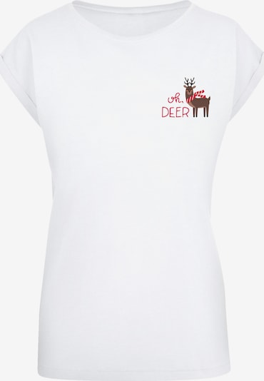 F4NT4STIC T-shirt 'Christmas ' en marron / rouge sang / blanc, Vue avec produit